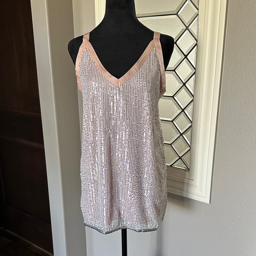 Pink Sequin Sleeveless Top